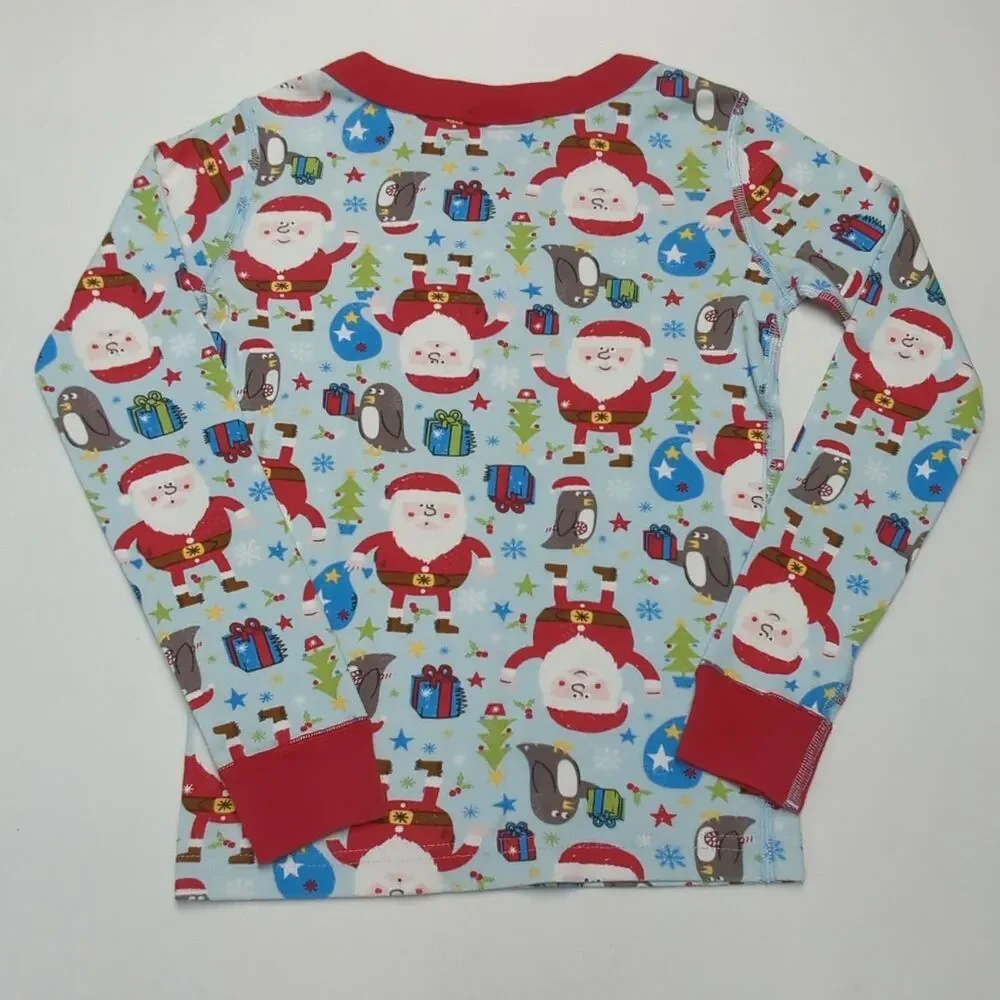 Hanna Andersson Blue Red Santa Organic Cotton Pajamas - Size 120 6/7